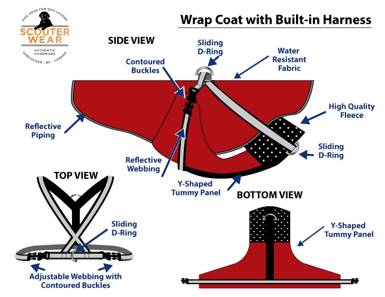 Wrap Style Coat with Built-in Harness